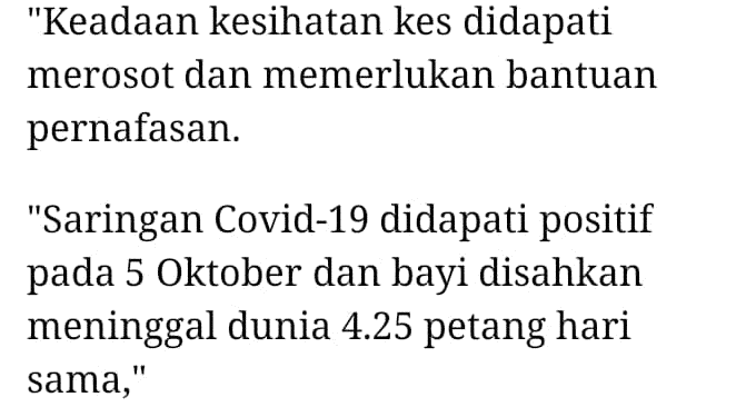 Paling Sayu, COVID-19 Ambil Nyawa Bayi 1 Tahun Pada Hari Sama Disahkan Positif