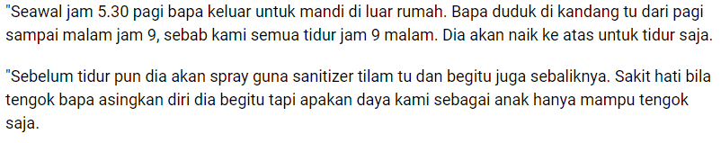 Sanggup Berkorban Tinggal Dalam Kandang, Anak Sebak Tahu Bapa Kena COVID-19..