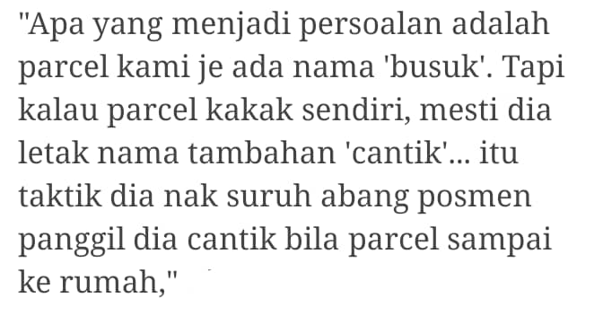 Angkara Kakak ‘Kaki Pedajal’, Viral Nama Adik Tertulis ‘Usyuk Asyam’ Di Parcel