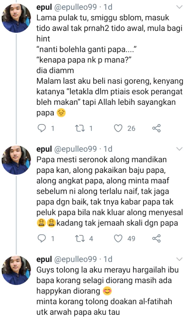“Bolehlah Ganti Papa”- Pemuda Sayu Ayah Bagi Hint Seminggu Awal Sebelum ‘Pergi’