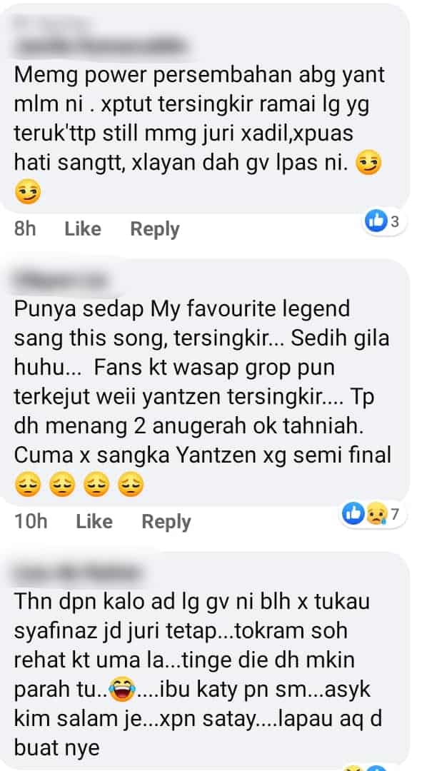 Kecundang Di Suku Akhir GV7, Ramai Tak Puas Hati Dengan Penyingkiran Yantzen