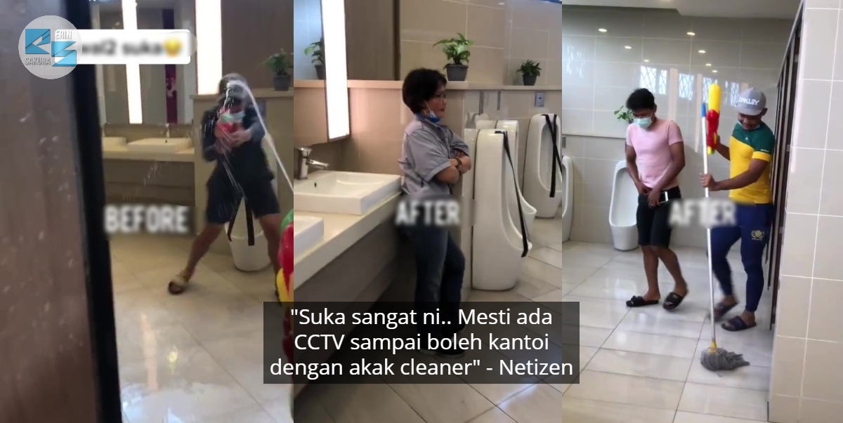 [VIDEO]Main Pancut Air Kat Tandas Awam, ‘Kantoi Busuk’ Kena Denda Akak Cleaner