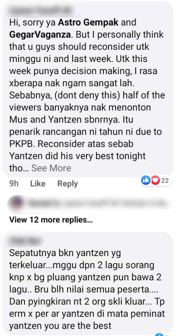 Kecundang Di Suku Akhir GV7, Ramai Tak Puas Hati Dengan Penyingkiran Yantzen