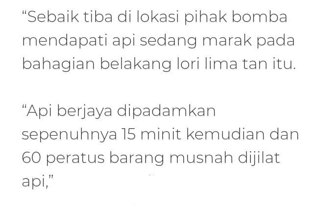 Tak Sempat Sampai Rumah Customer, Lori Bawa Parcel Jualan 11.11 Hangus Terbakar