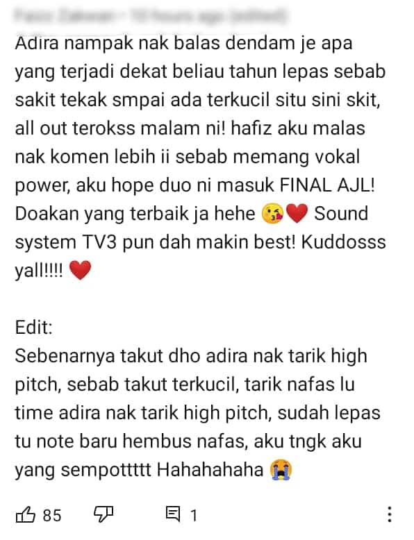 Vokal Paling Mantap, Peminat Harap Hafiz & Adira Dapat Masuk Final AJL Ke-35
