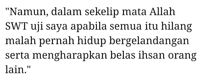 Jutawan Ke Gelandangan, Lelaki Terduduk Lepas Papa Kedana-“Kadang Kita Lupa”