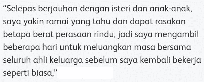 Bebas COVID-19, Alif Satar Lepas Rindu Dengan Family Sebelum Kembali Bekerja