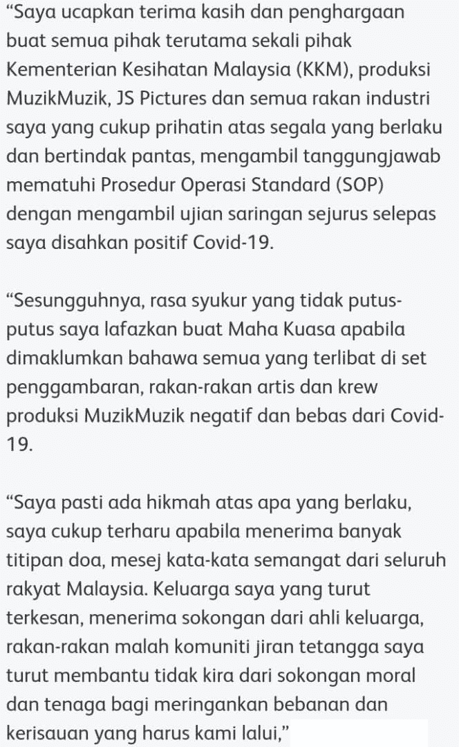 Bebas COVID-19, Alif Satar Lepas Rindu Dengan Family Sebelum Kembali Bekerja
