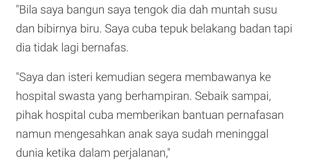 “Pinjaman Cuma Seketika..” – Baru Sambut Birthday, Bayi Ajal Tersedak Susu