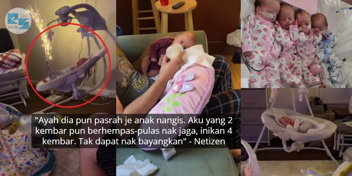 [VIDEO] Raih 8 Juta Views, Suami Isteri Kelam-Kabut Jaga 4 Bayi Kembar Serentak