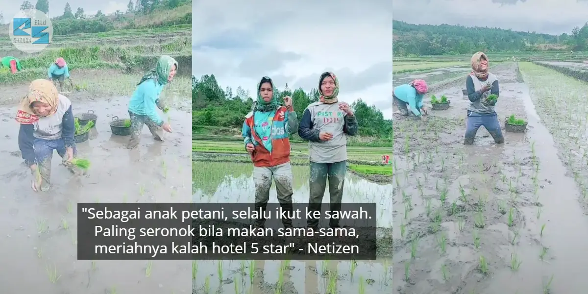 [VIDEO] Excited Joget Dalam Sawah Masa Tanam Padi, Gelagat Petani Mencuit Hati