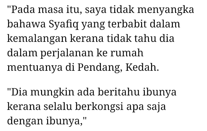 Belum Sempat Tengok Cucu Baru, Bapa Tak Tahu Syafiq Ahmad Terlibat Nahas