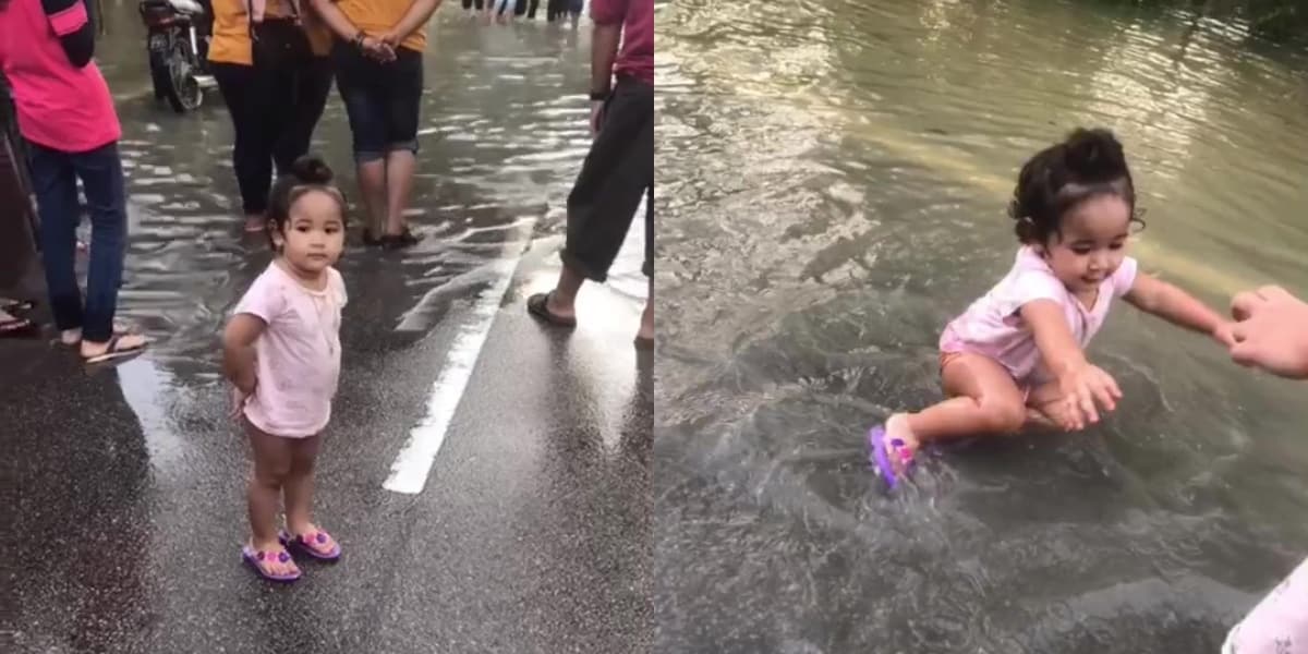 [VIDEO] Anak Teruja Main Banjir, Tapi Ayah Pula Yang Risau Bakal Dimarah Bini