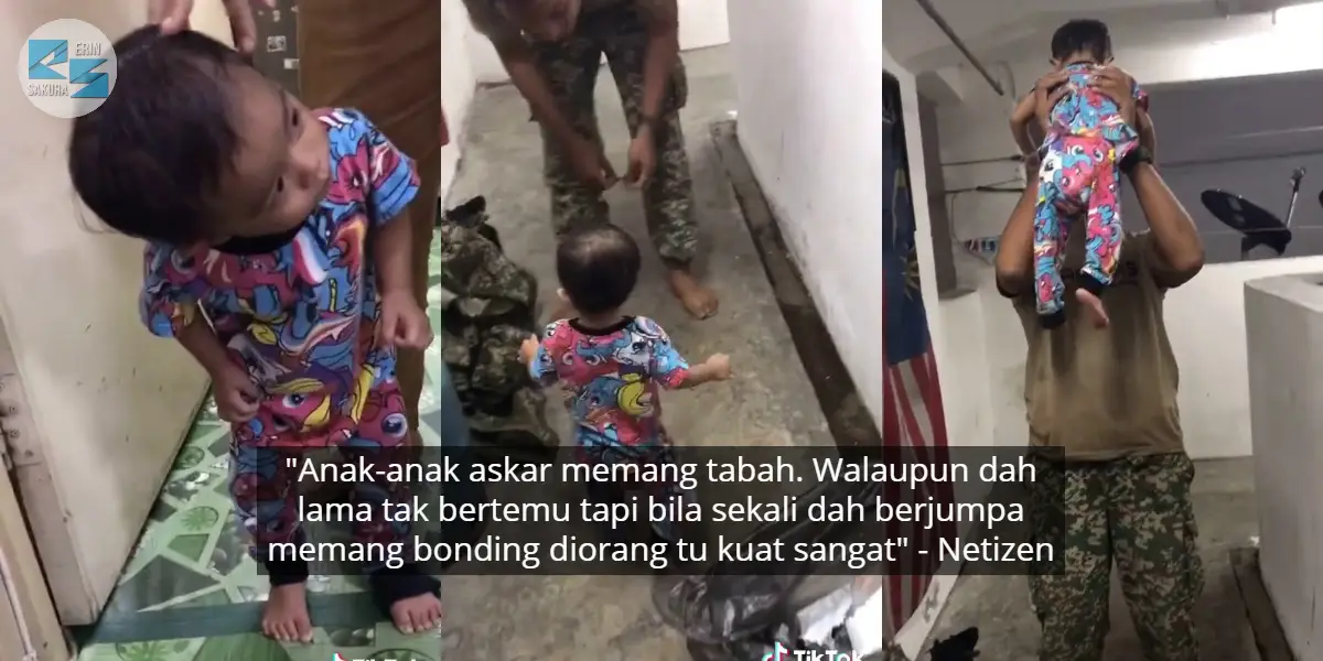 [VIDEO] 3 Bulan Tak Jumpa, Anak Malu-Malu Intai Ayah Baru Balik Bertugas
