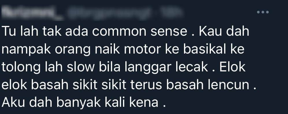 Dah Nampak Pun Masih Bawa Laju, Food Rider Basikal Pasrah Kena Tempias Lecak
