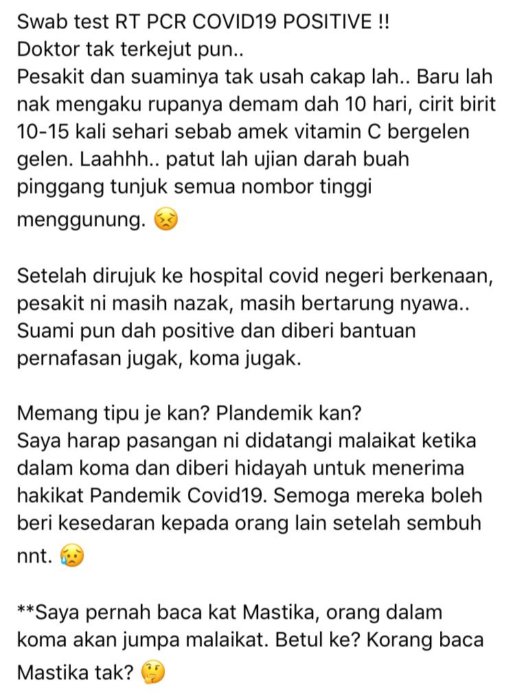 Suami Tak Percaya COVID-19, Telan ‘Bergelen’ Vitamin C Kini Isteri Sedang Nazak