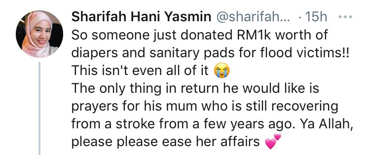 Derma RM1K Barangan Banjir, Lelaki Cuma Harap Doakan Ibu Strok Sihat Kembali