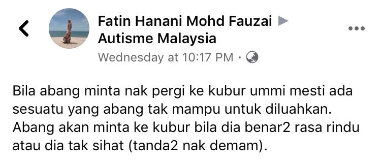 Anak Autisme Kucup Batu Nisan Di Pusara Ibu, Luah Rindu Yang Tak Berpenghujung