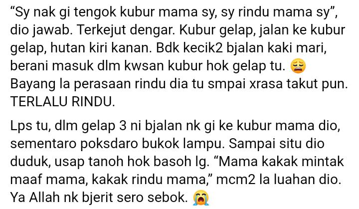 ‘Cuak’ Nampak Budak Tengah Malam Di Kubur, Rupanya Nak Lepas Rindu Pada Mak