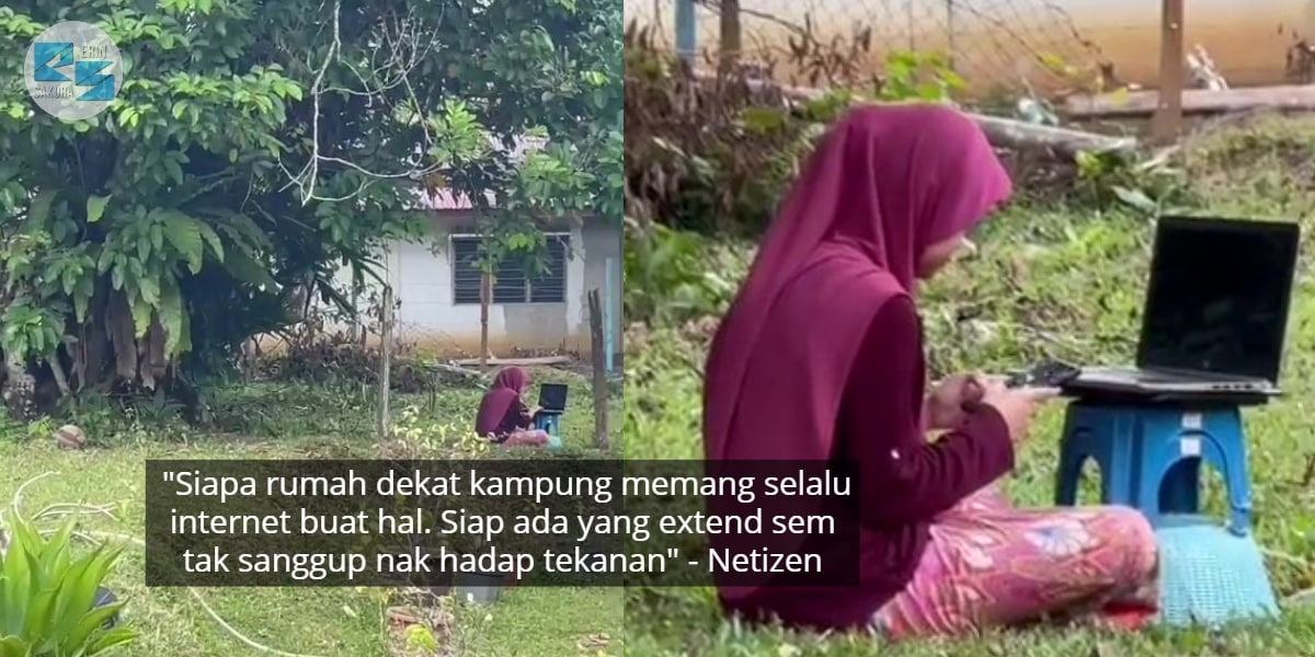 [VIDEO] Bersila Atas Rumput ‘Ditemani’ Ayam, Student Gigih Cari Line Internet