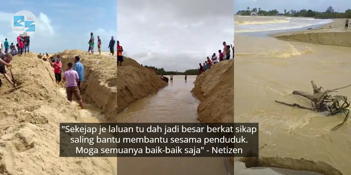 [VIDEO] Korek Tanah Buat Laluan Banjir, Penduduk Jadi Wira Selamatkan Kampung