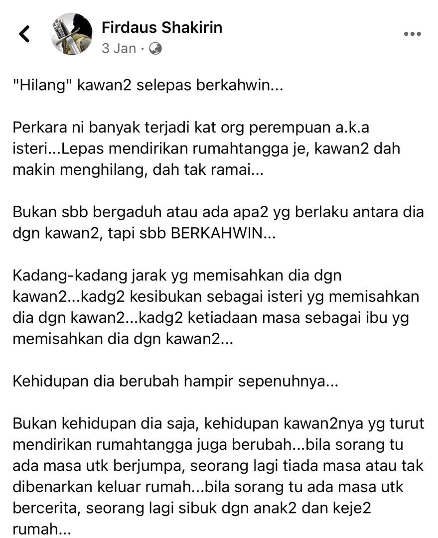 Sedih Member Berkurang Lepas Kahwin, Kena Faham Yang Fasa Hidup Dah Terbatas