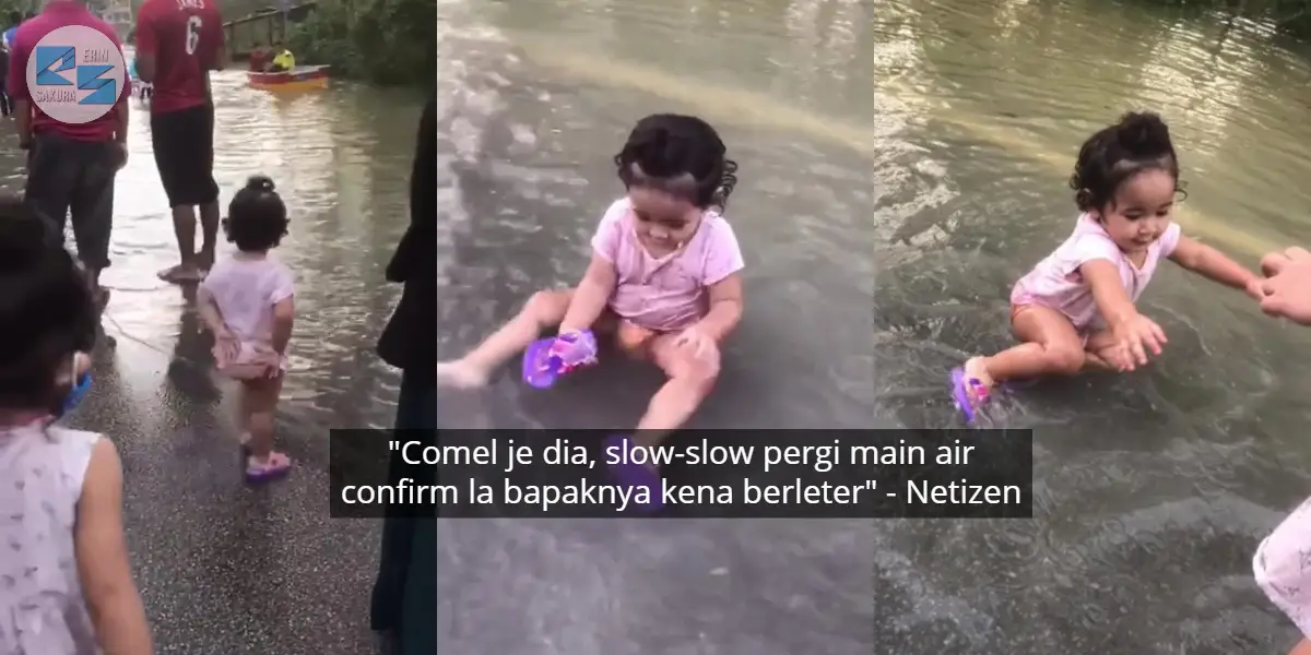 [VIDEO] Anak Teruja Main Banjir, Tapi Ayah Pula Yang Risau Bakal Dimarah Bini