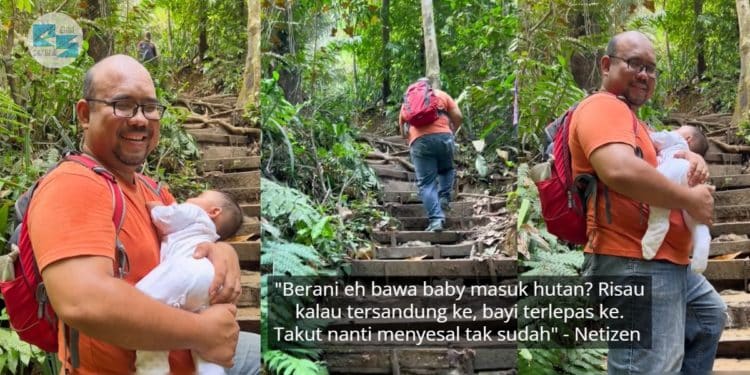 Anak Baru Berusia Kurang 5 Bulan, Bapa Tenang Bawa Pergi Hiking Tanpa Carrier
