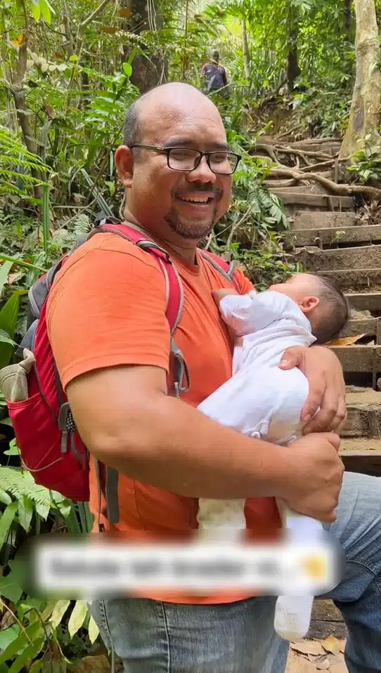 Anak Baru Berusia Kurang 5 Bulan, Bapa Tenang Bawa Pergi Hiking Tanpa Carrier