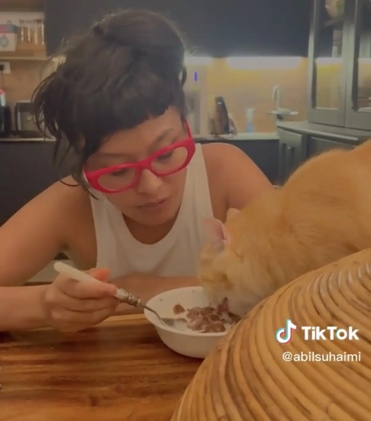Makan Semangkuk Dengan Kucing, Ramai Kembang Tekak Tengok Nabila Huda Berselera