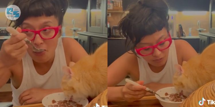 Makan Semangkuk Dengan Kucing, Ramai Kembang Tekak Tengok Nabila Huda Berselera